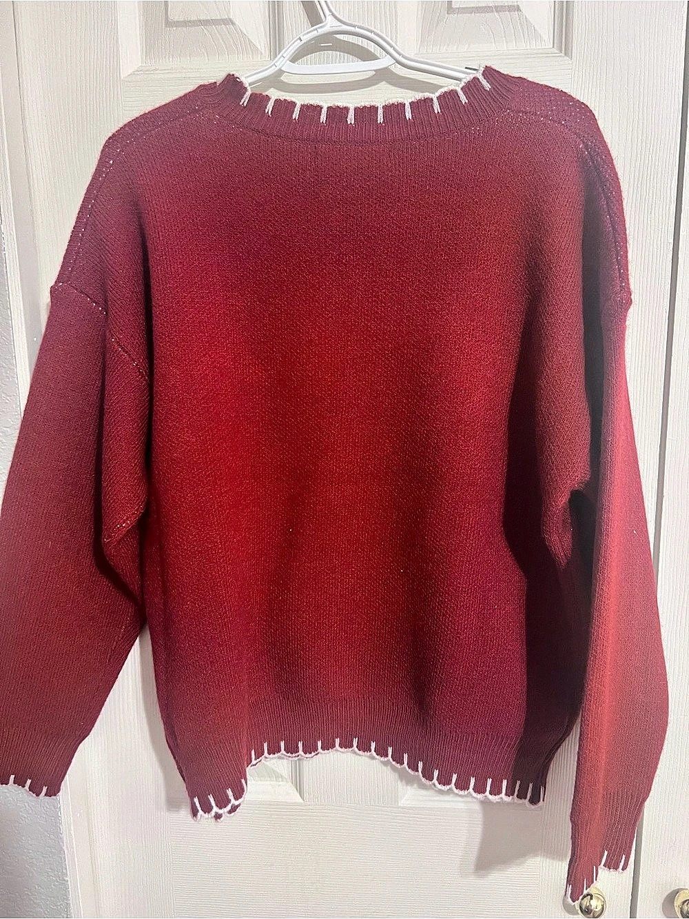 Grace Emma Horse Graphic Sweater Unicorn Crewneck Sweater in Red & White Size - Picture 2 of 4